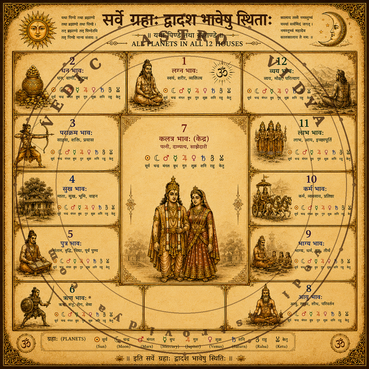 All Planets in All 12 Houses - Vedic Astrology Chart